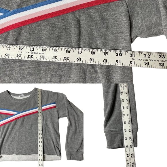 Peloton Women’s Size M Tape Stripe Long Sleeve Crop Pullover Sweatshirt Gray - Picture 6 of 8